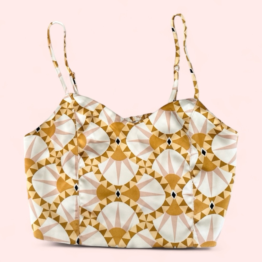 House of Harlow gold sun print cropped tank top women’s size XS NWT